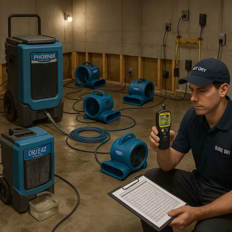 Structural Drying and Dehumidification process in Rush City, MN